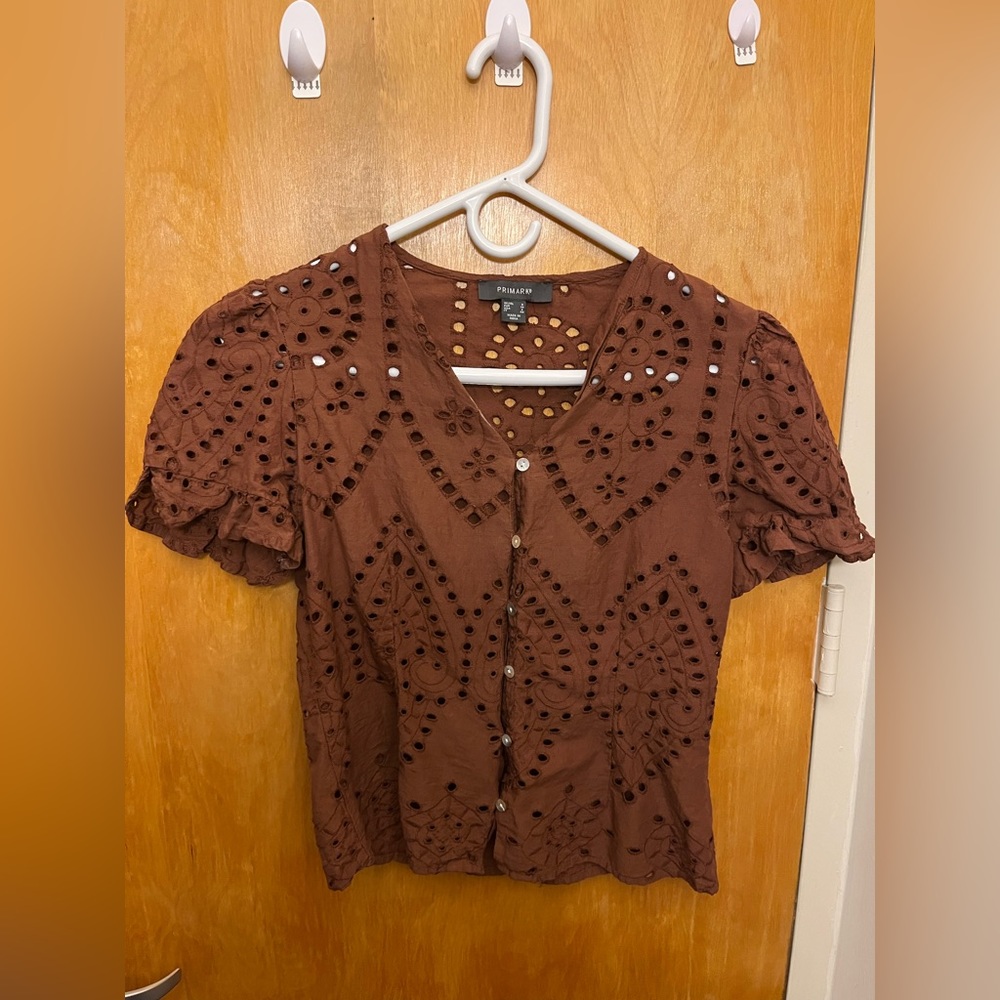 Primark Brown Top with Cut-Outs